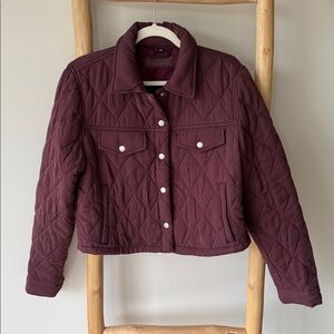 Blank NYC Soft Puffy Cropped Quilted Eggplant Plum Fall Jacket M